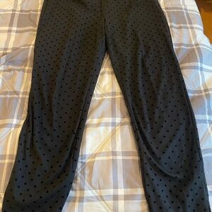 Talbots cropped black pants with velvety polka dots.